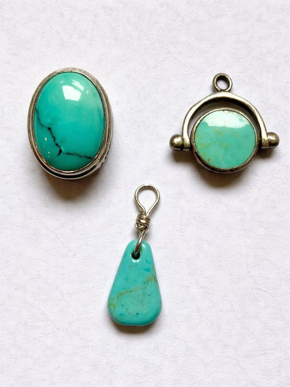 Bundle of Turquoise Charms Set in Sterling Silver